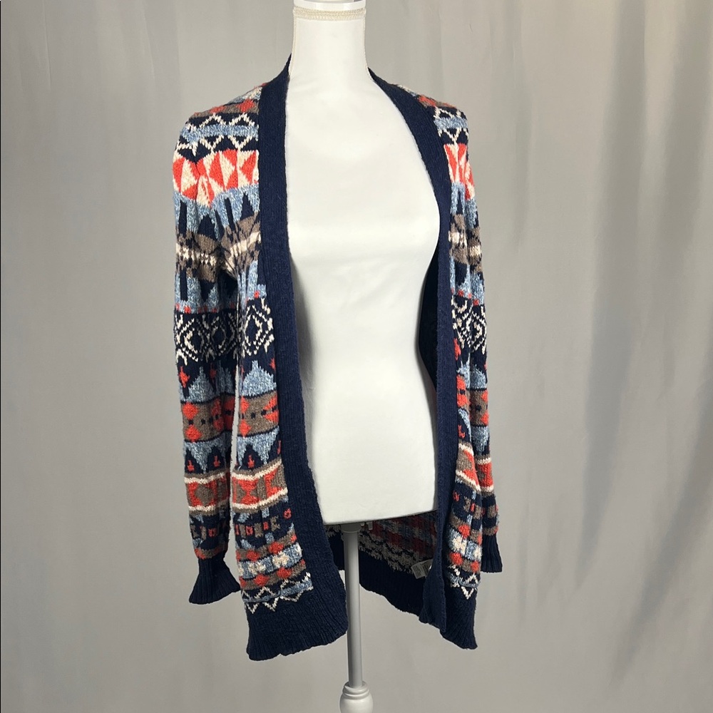 LL Bean Women's Multicolor Patterned Cardigan Sweater Size XS